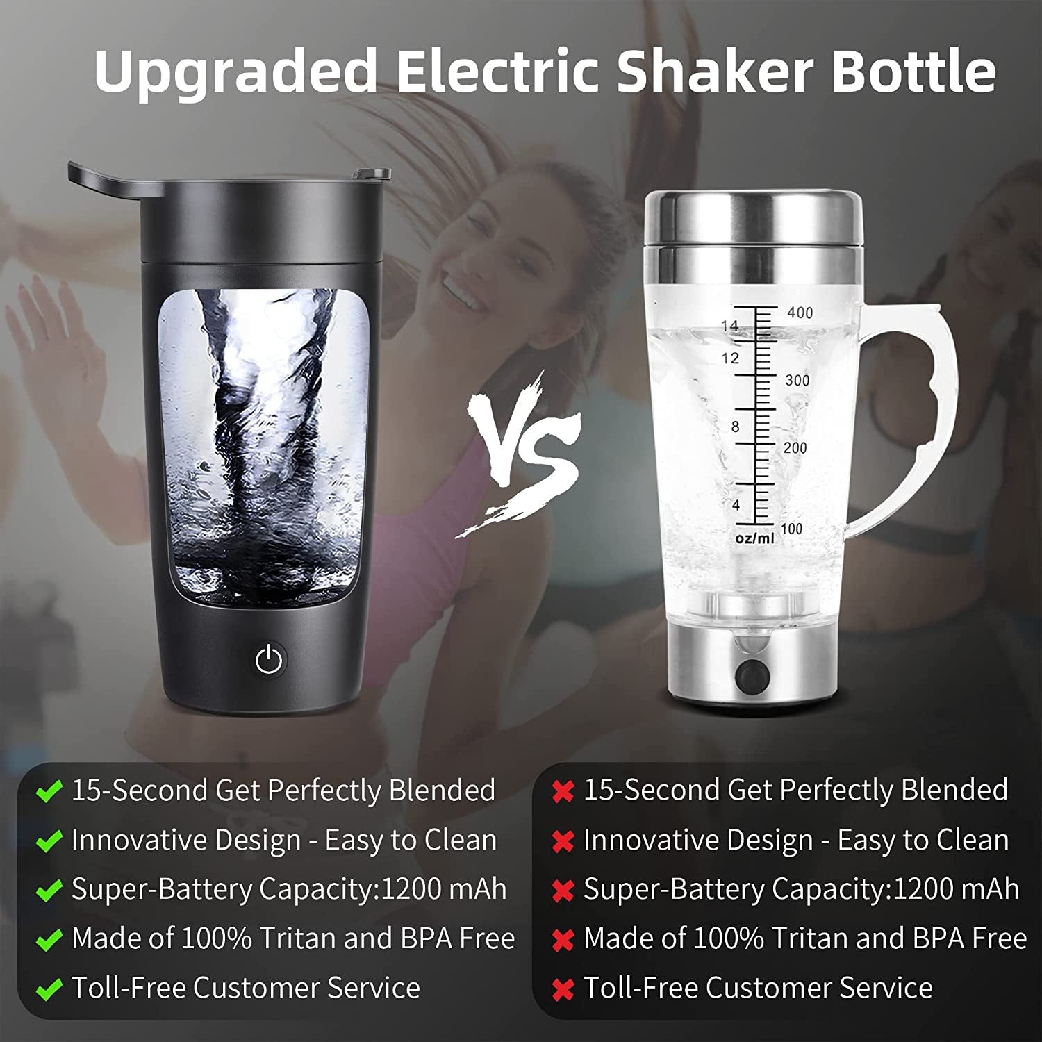 PowerBlend Electric Shaker Bottle Rechargeable Portable and Perfect for Protein Coffee and Milkshakes